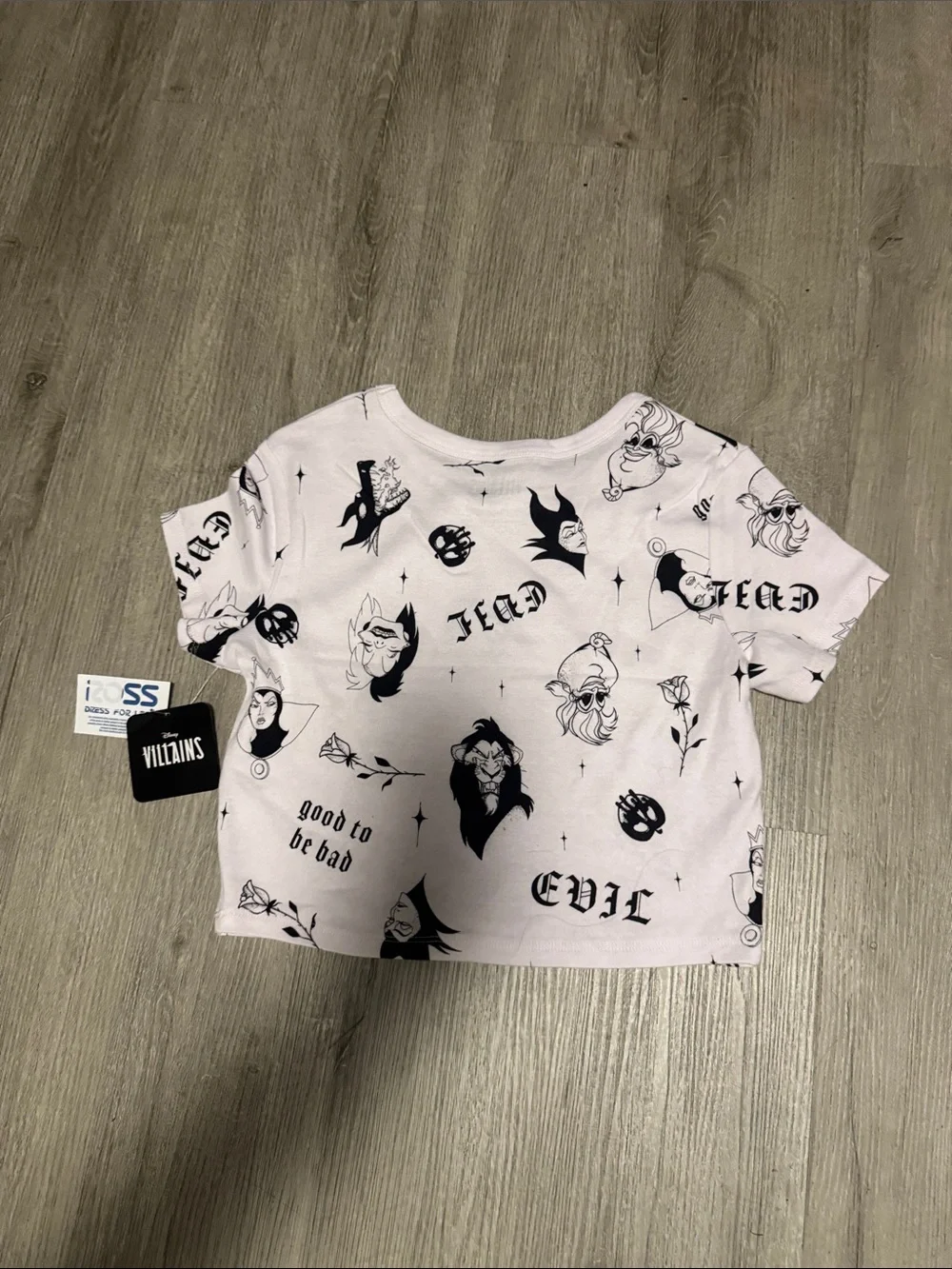 Girls' Pale Pink Short Sleeve Graphic crop top - Villain Print